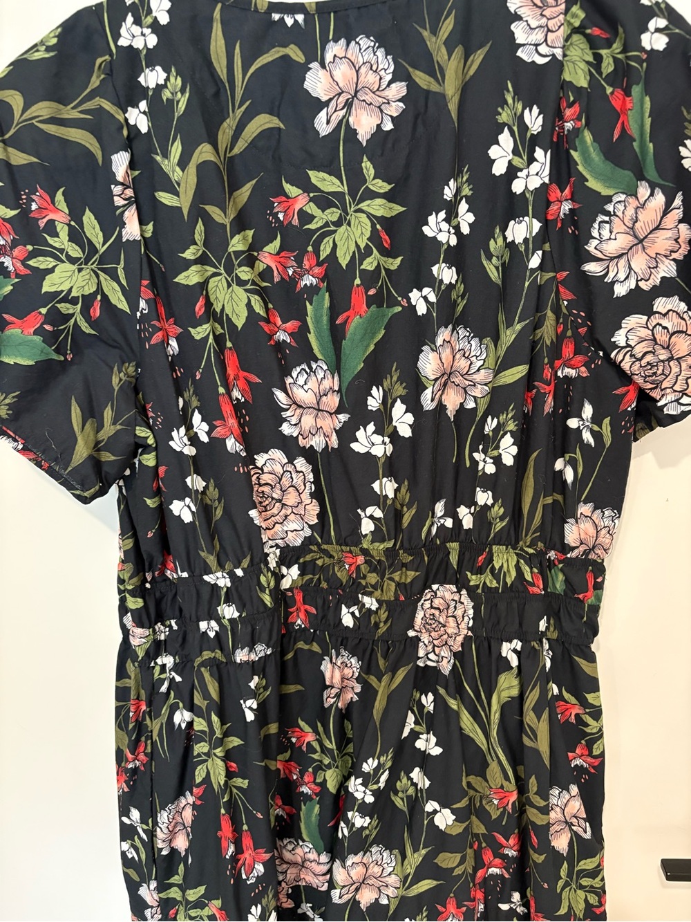 Anthropologie The Somerset Black Floral Garden Tiered Smocked Maxi Dress Cozy 1X - Picture 9 of 14